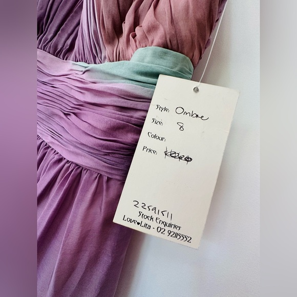 Bridesmaid Cocktail Party Dress - Ombre Rose Amethyst Mint BNWT Midi Chiffon - Picture 9 of 9